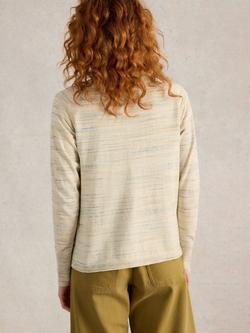 White Stuff Lulu Space Dye Yarn Pure Organic Cotton Cardigan, Natural/Multi - view 2, Natural/Multi