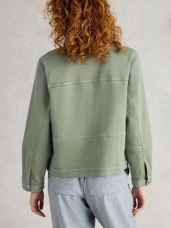 White Stuff Camille Organic Cotton Denim Jacket, Mid Green - view 2, Mid Green