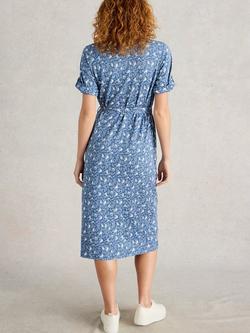 White Stuff Annie Organic Cotton Blend Jersey Shirt Dress, Blue, Blue