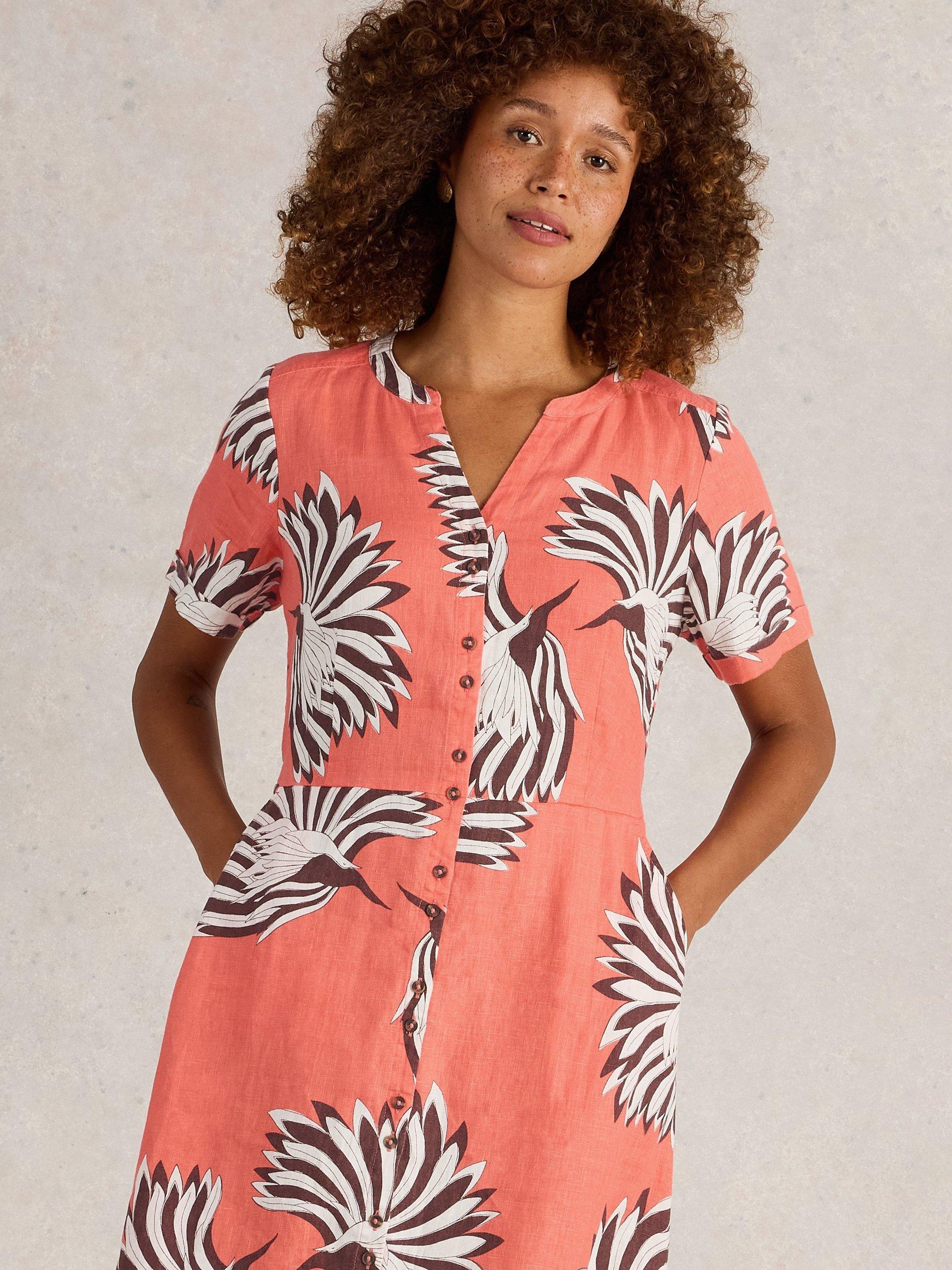 Product image 3 of 6, which shows White Stuff Iris Floral Midi Dress, Orange, 8