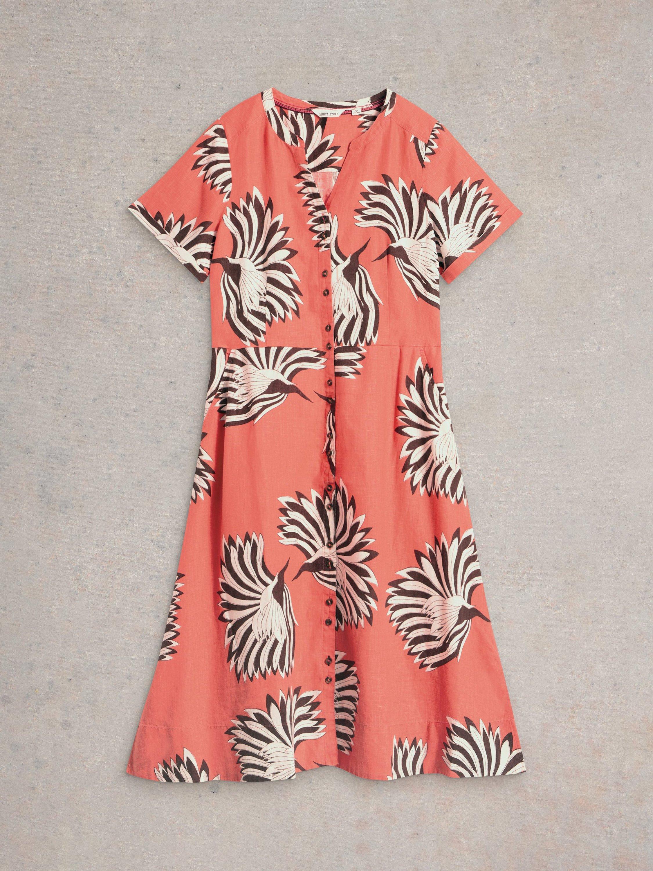 Product image 5 of 6, which shows White Stuff Iris Floral Midi Dress, Orange, 8