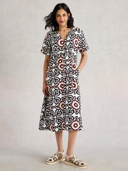White Stuff Iris Pure Linen Dress, Ivory/Multi, Ivory/Multi