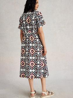 White Stuff Iris Pure Linen Dress, Ivory/Multi - view 2, Ivory/Multi