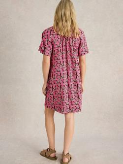 White Stuff Lindsay Floral Linen Blend Midi Dress, Mid Pink - view 2, Mid Pink