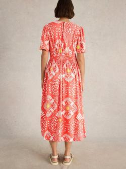 White Stuff Lucy Floral V-Neck Midi Dress, Orange - view 2, Orange