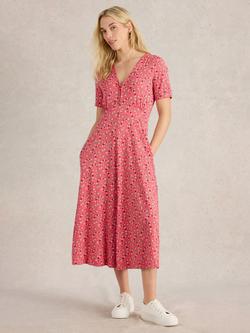 White Stuff Megan Abstract Organic Cotton Modal Midi Dress, Multi, Multi