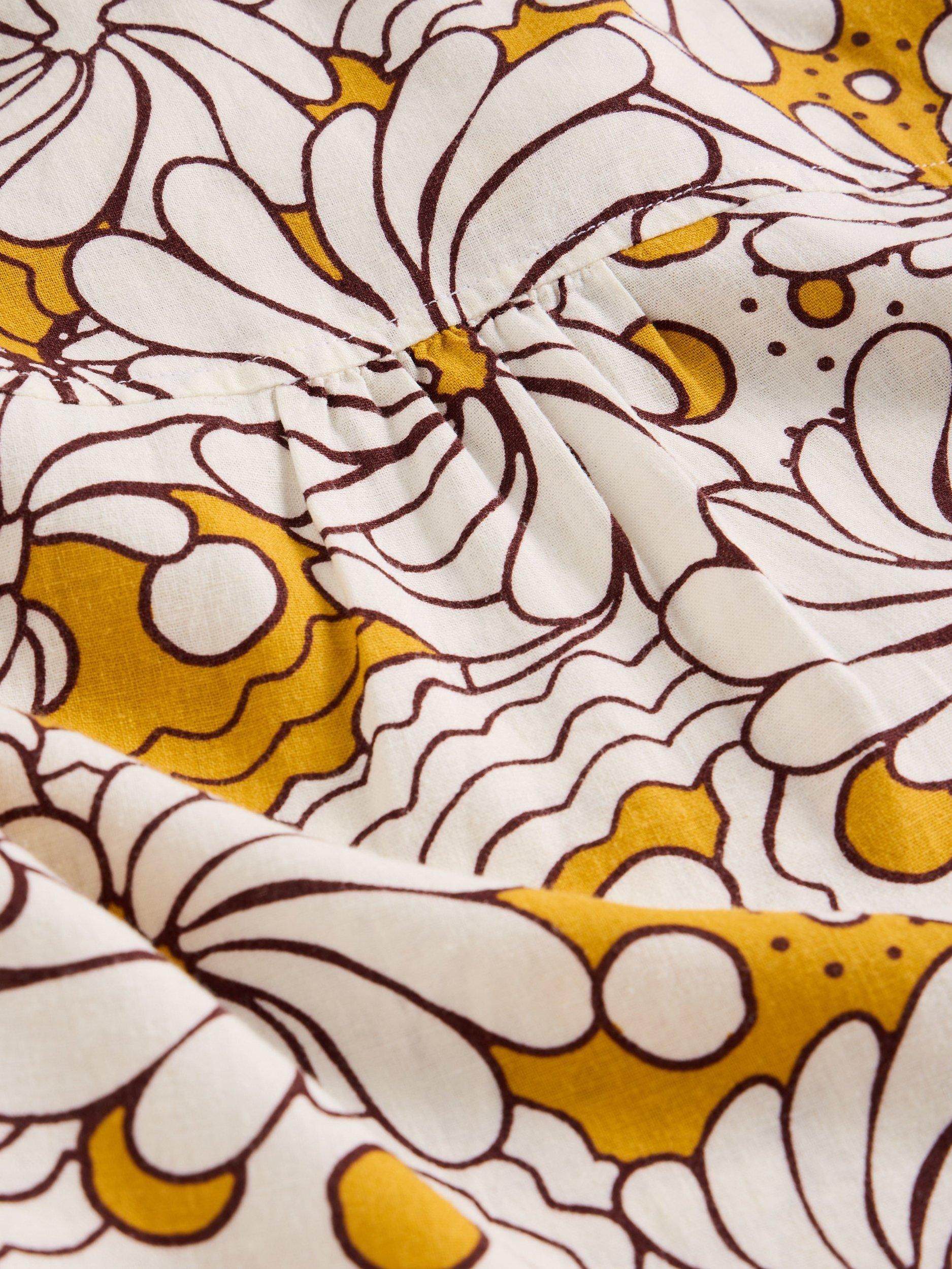 Product image 6 of 6, which shows White Stuff Otto Floral Linen Blend Flared Mini Dress, Mid Yellow, 6