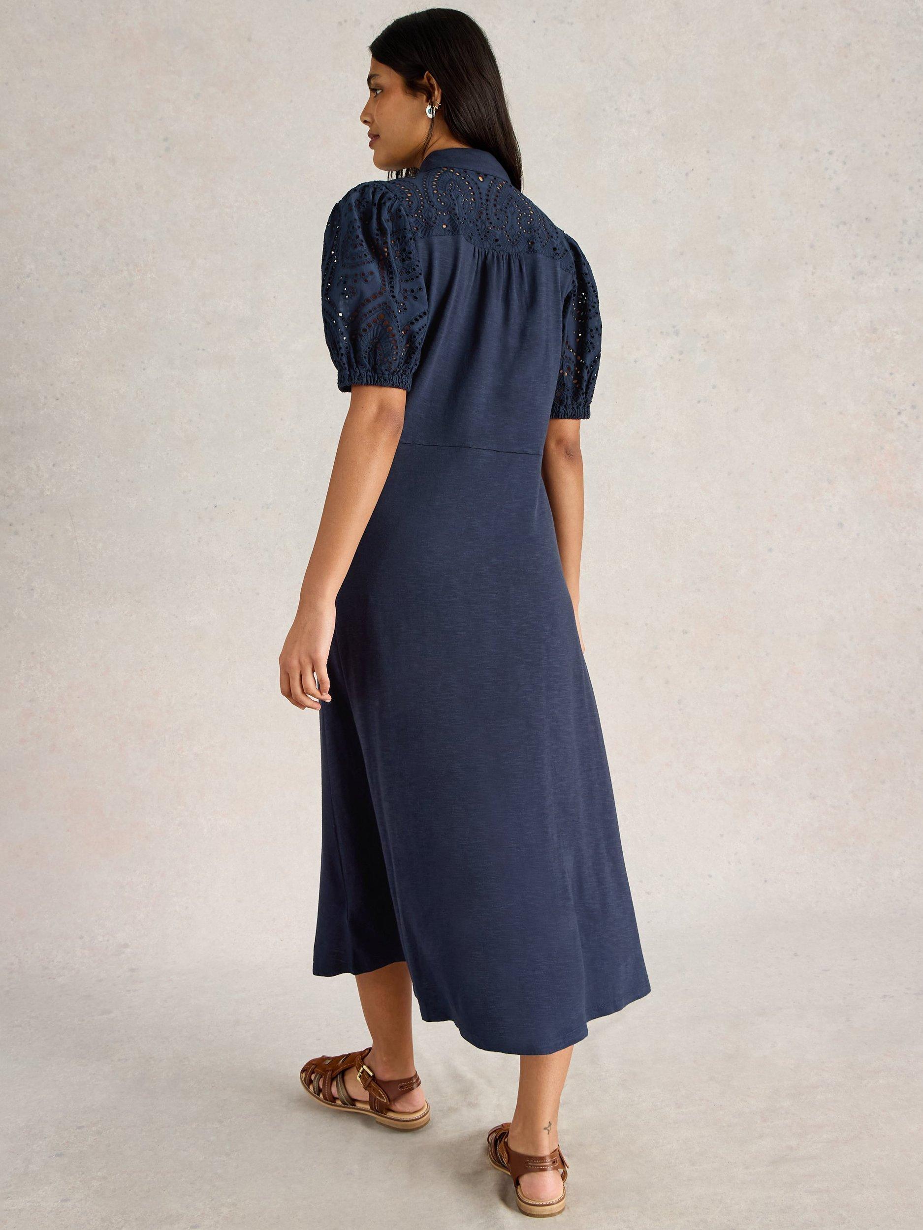 Product image 2 of 6, which shows Whtie Stuff Rua Midi Shirt Dress, Dark Navy, 6