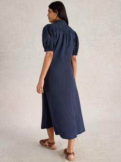 Whtie Stuff Rua Midi Shirt Dress, Dark Navy - view 2, Dark Navy