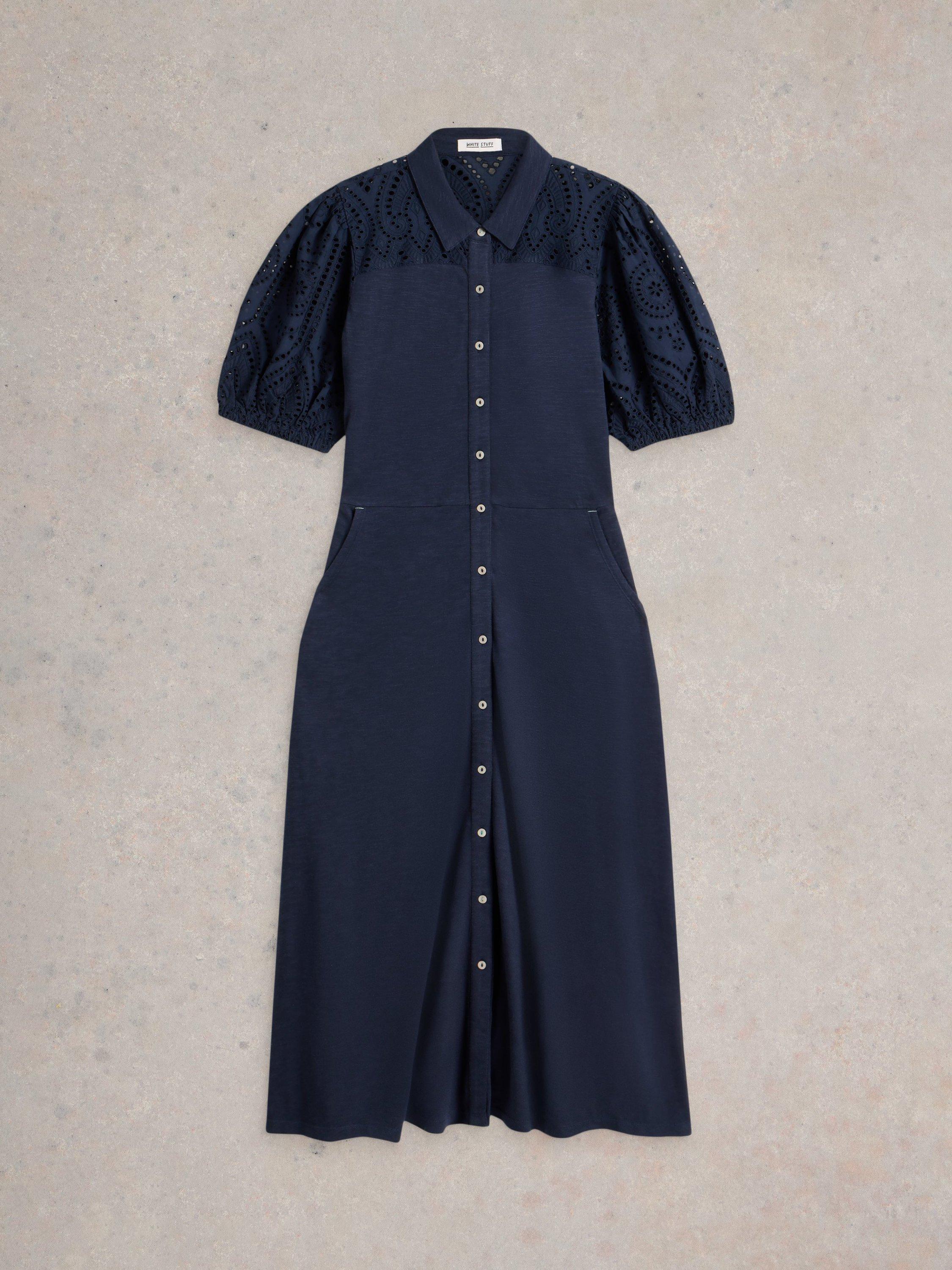 Product image 5 of 6, which shows Whtie Stuff Rua Midi Shirt Dress, Dark Navy, 6