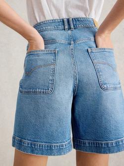 White Stuff Tia Organic Cotton Rich Denim Shorts, Mid Blue - view 2, Mid Blue