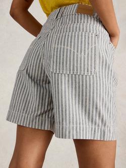 White Stuff Tia Stripe Denim Shorts, Grey/Multi - view 2, Grey/Multi