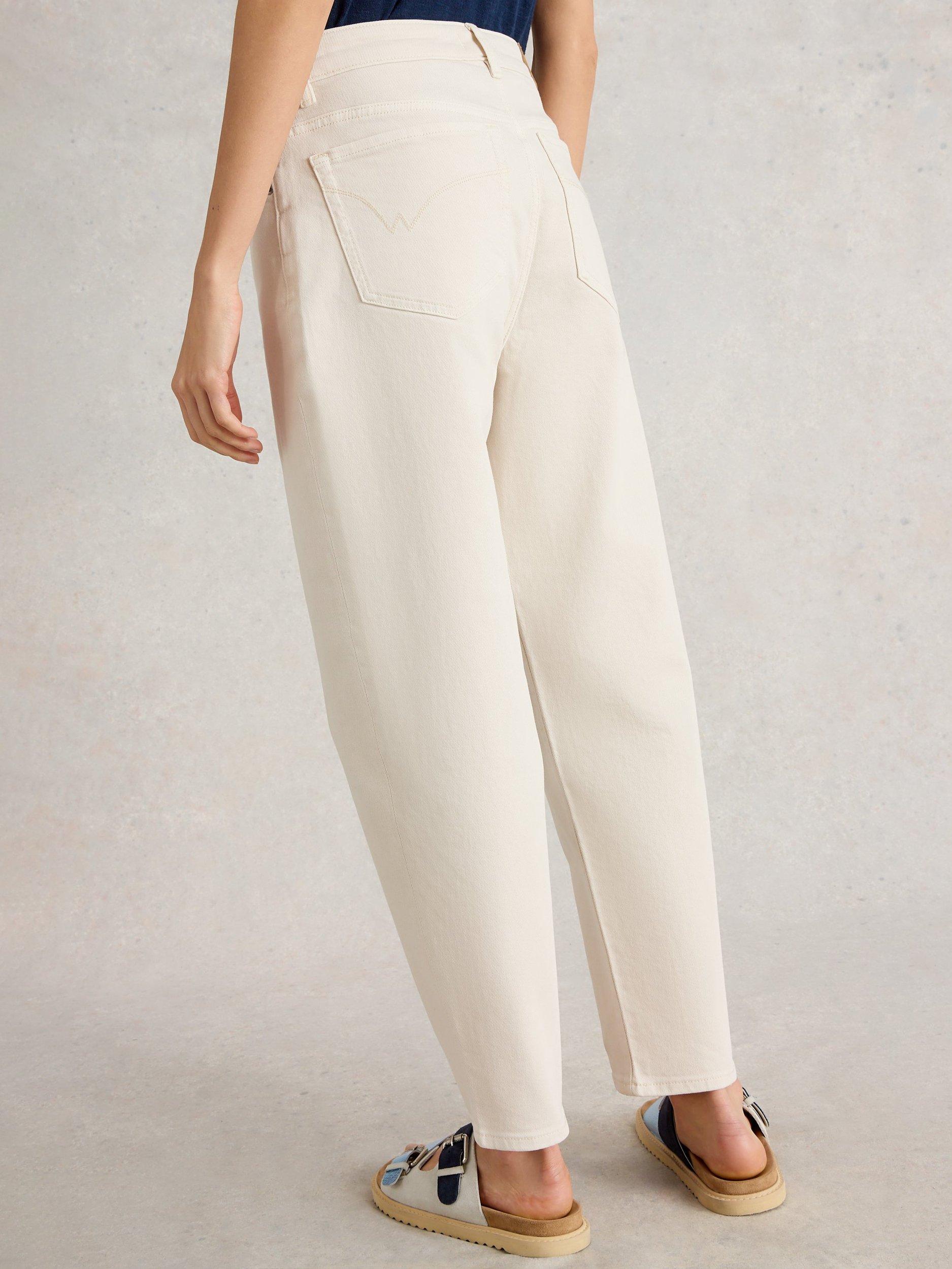 Product image 2 of 6, which shows White Stuff Tilly Organic Cotton Rich Tapered Jeans, White, 6S