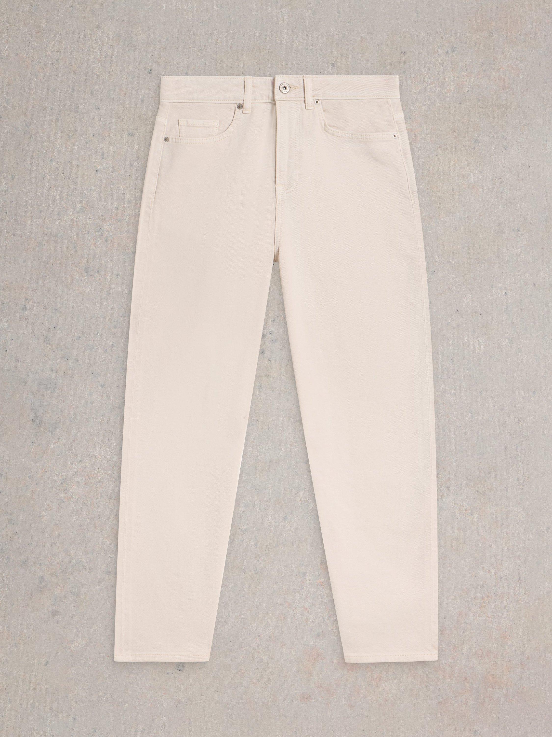 Product image 5 of 6, which shows White Stuff Tilly Organic Cotton Rich Tapered Jeans, White, 6S