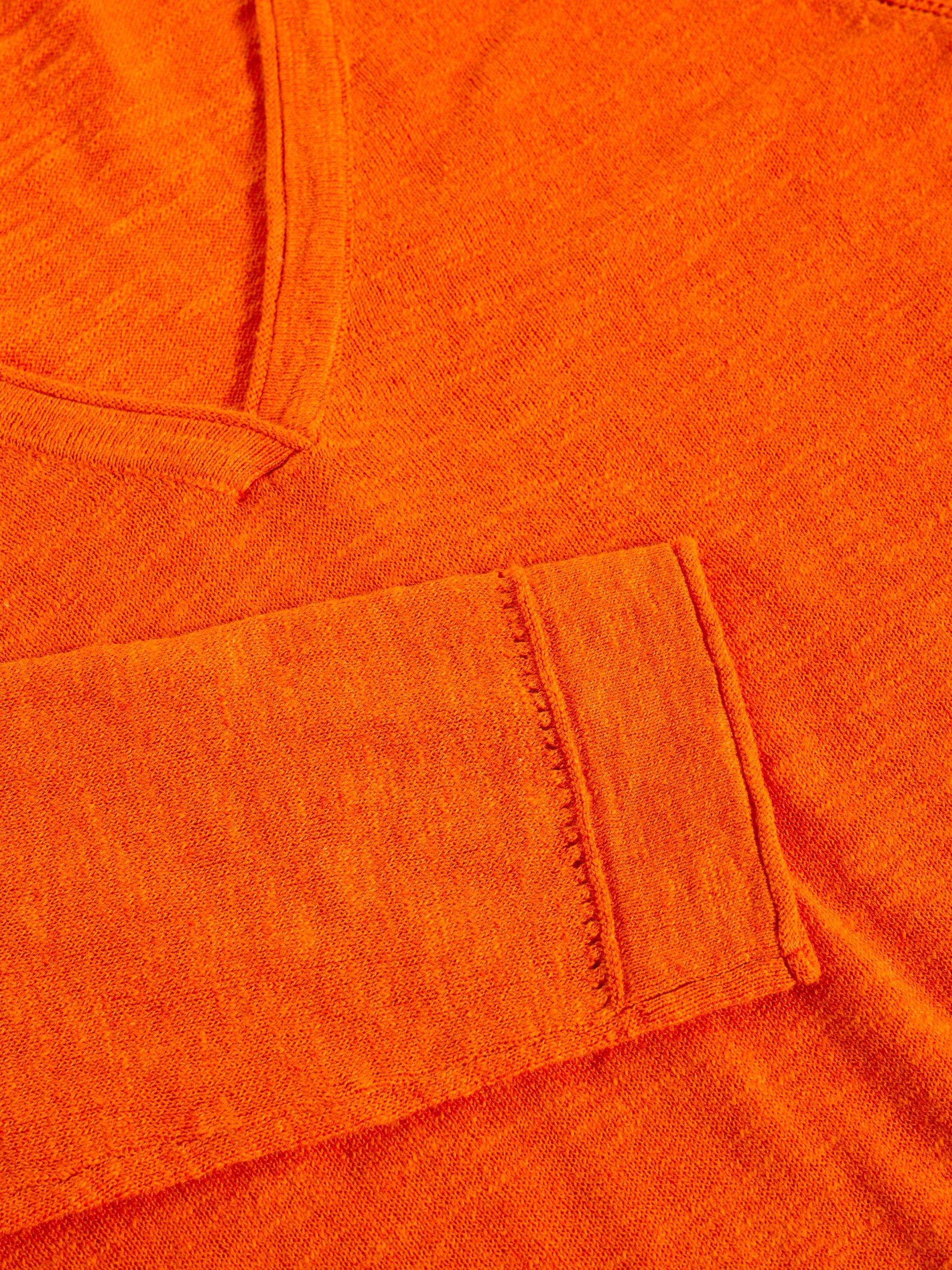 Product image 6 of 6, which shows White Stuff Naria Organic Cotton Linen V-Neck Jumper, Mid Orange, 6