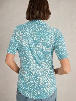 White Stuff Annie Cotton Abstract Print Shirt, Blue Mlt - view 2, Blue Mlt