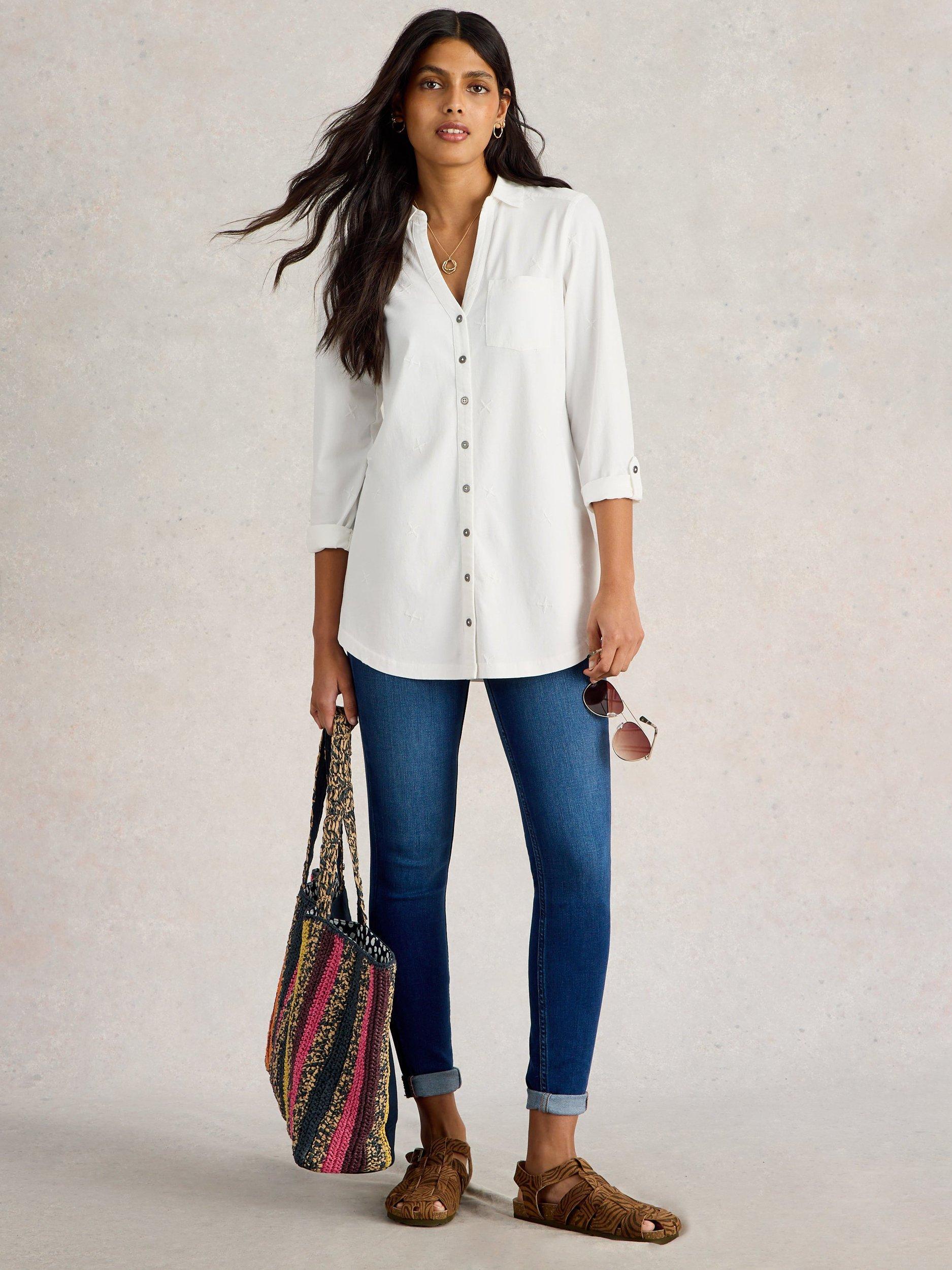 Product image 1 of 6, which shows White Stuff Annie Longline Shirt, White, 10