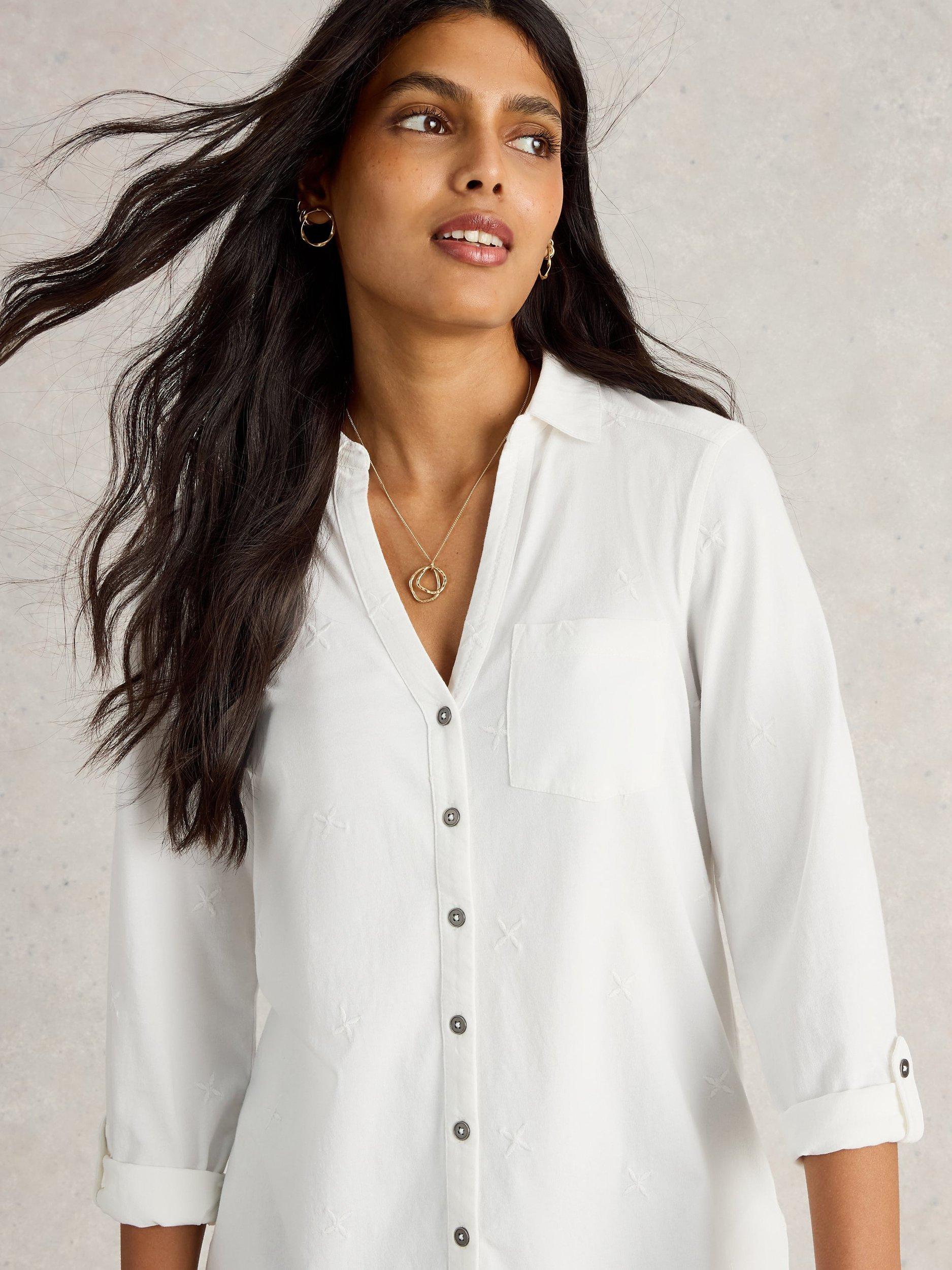 Product image 3 of 6, which shows White Stuff Annie Longline Shirt, White, 10