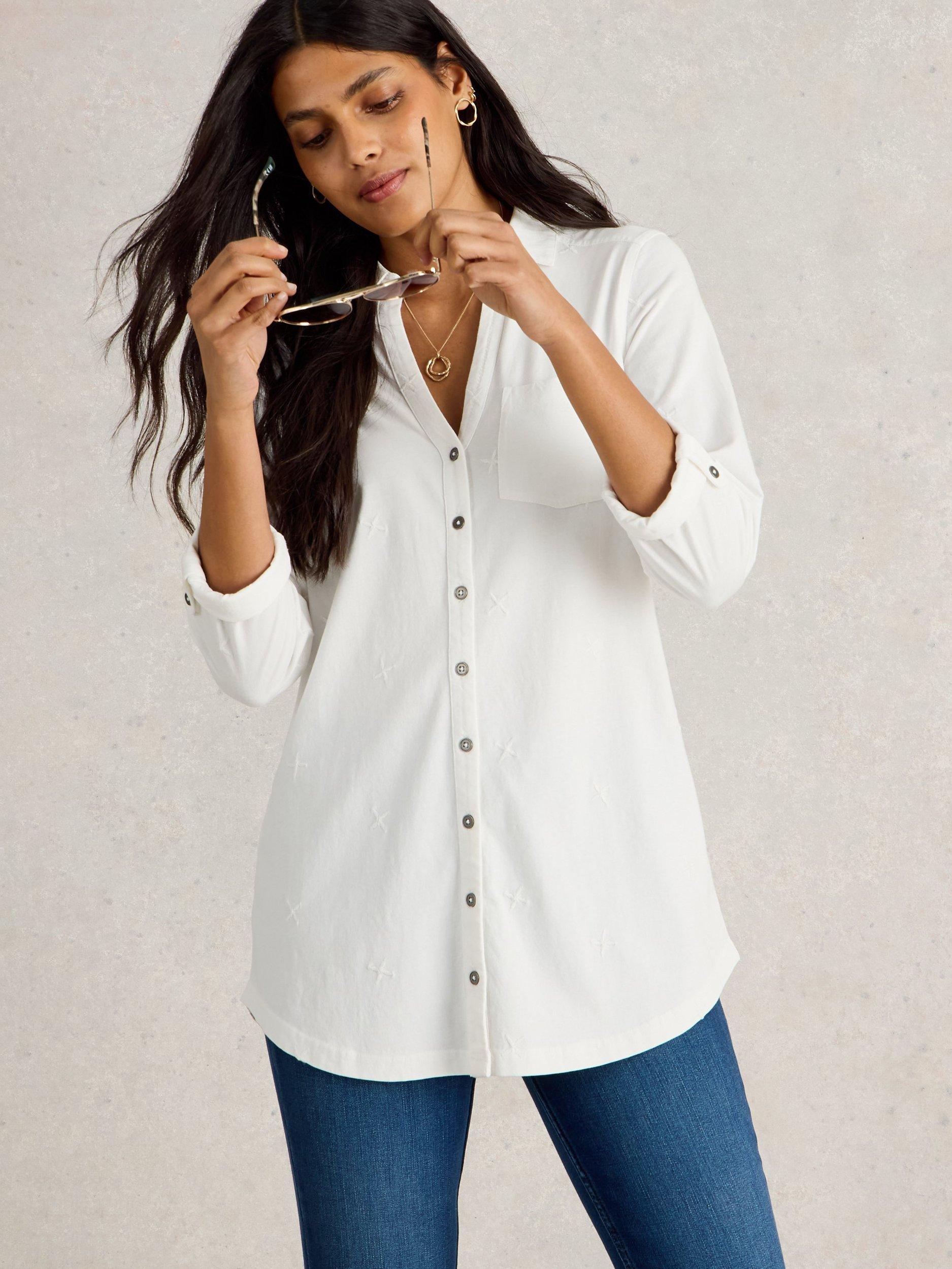 Product image 4 of 6, which shows White Stuff Annie Longline Shirt, White, 10