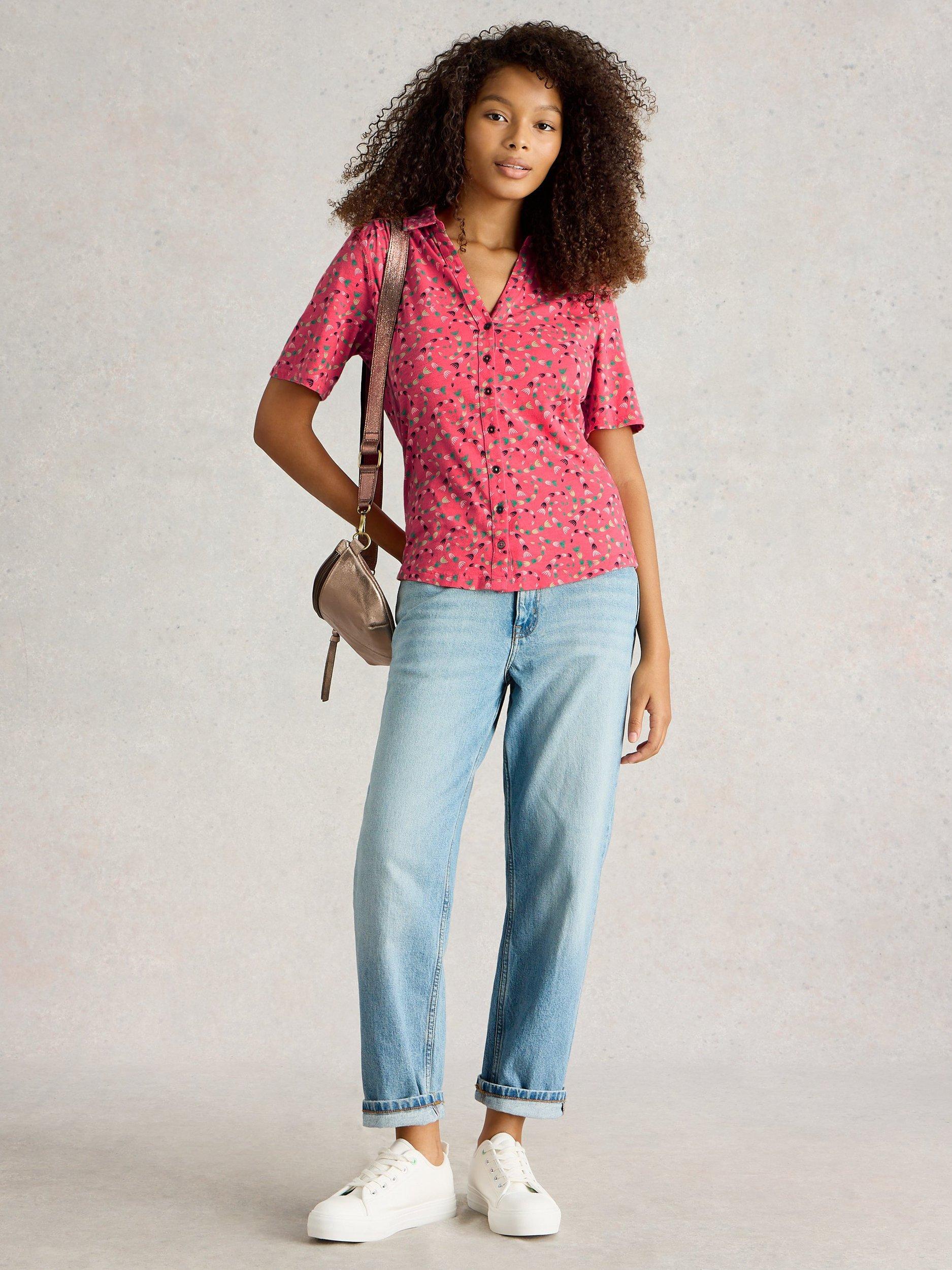 Product image 1 of 6, which shows White Stuff Annie Floral Button Down Shirt, Coral Orange, 24