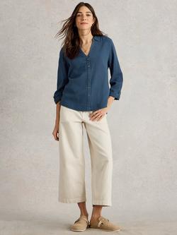 White Stuff Annie Organic Cotton Button-Down Shirt, Navy