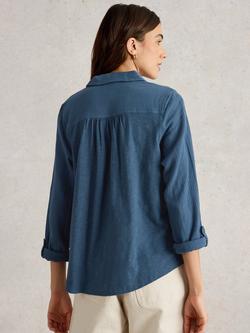 White Stuff Annie Organic Cotton Button-Down Shirt - view 2, Navy