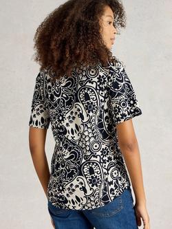 White Stuff Annie Paisley Button Down Shirt, Navy/Multi - view 2, Navy/Multi