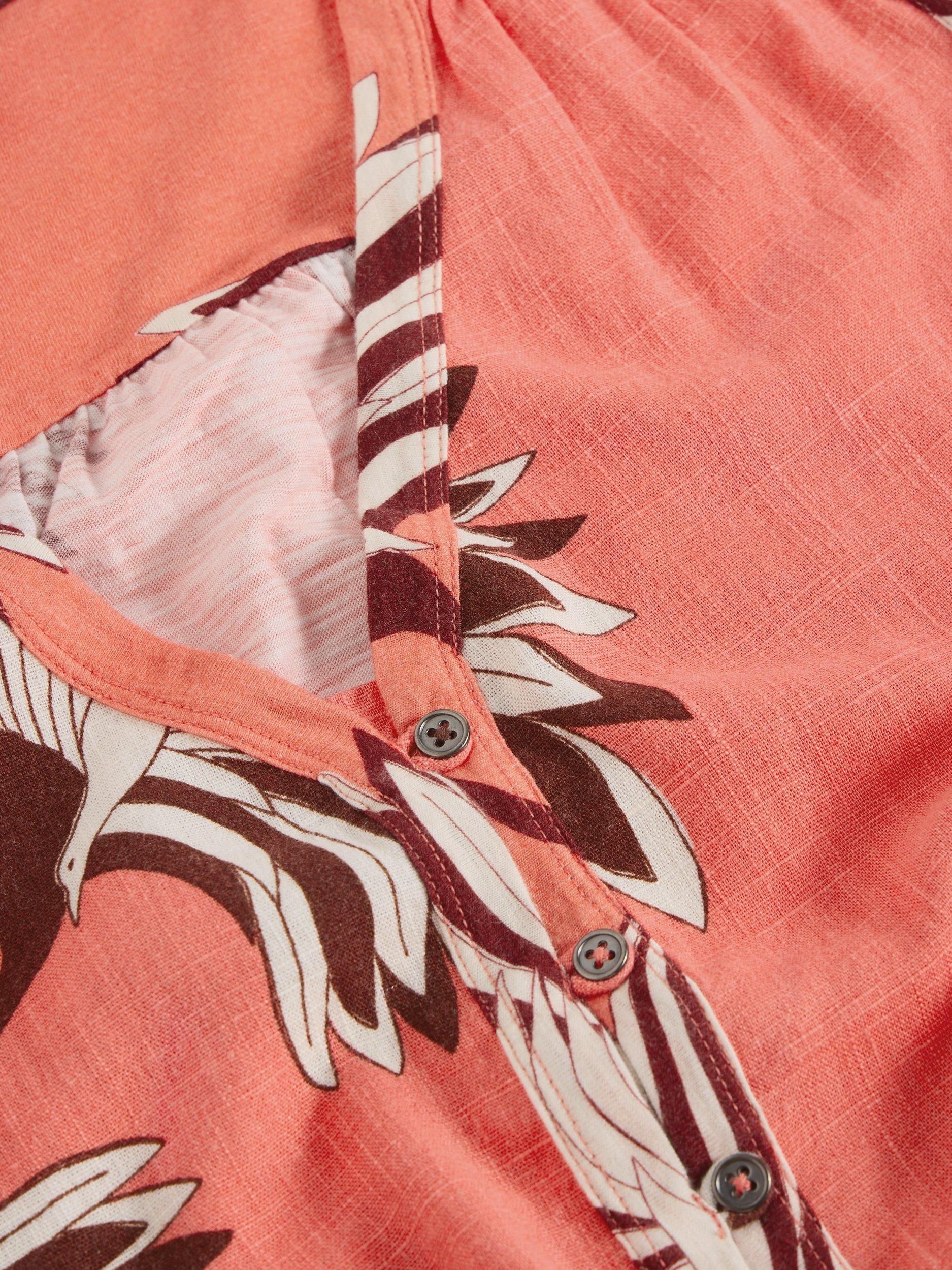 Product image 6 of 6, which shows White Stuff Delilah Bird Print Button Detail Tank Top, Coral Orange, 8