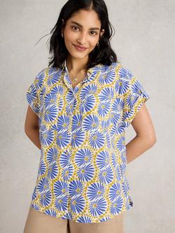 White Stuff Ellie Pure Cotton Shirt, Blue/Multi, Blue/Multi