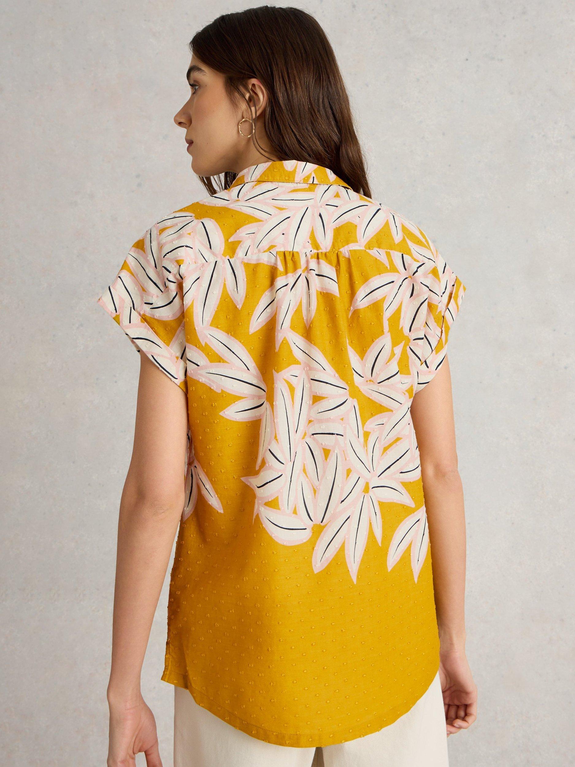 Product image 2 of 6, which shows White Stuff Ellie Floral Organic Cotton Shirt, Yellow/Multi, 6