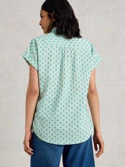 White Stuff Ellie Spotty Organic Cotton Shirt, Yellow/Multi - view 2, Green/Multi