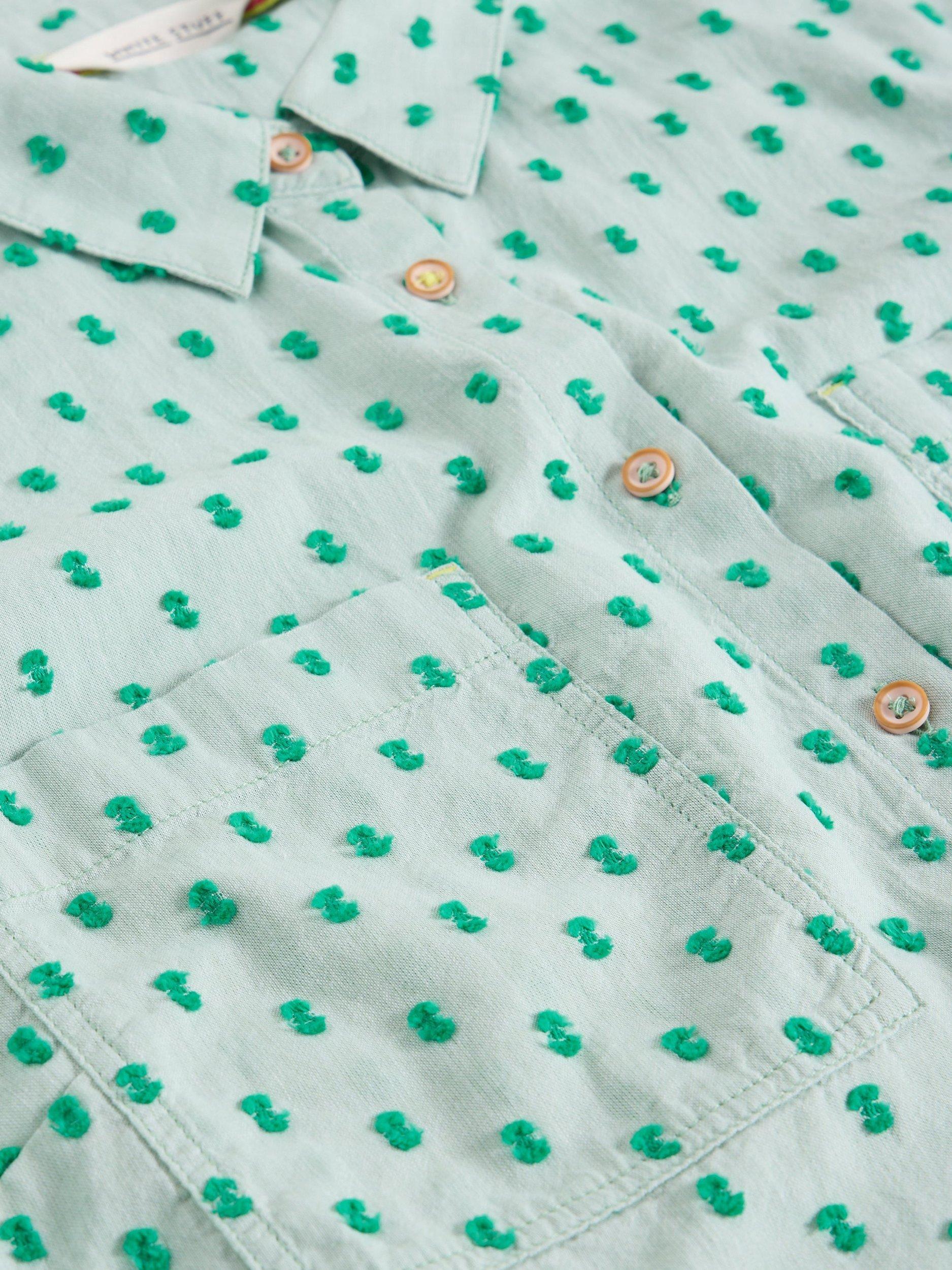 Product image 6 of 6, which shows White Stuff Ellie Spotty Organic Cotton Shirt, Green/Multi, 6