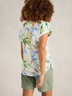 White Stuff Ellie Organic Cotton Floral Leaf Shirt, White/Multi - view 2, White/Multi