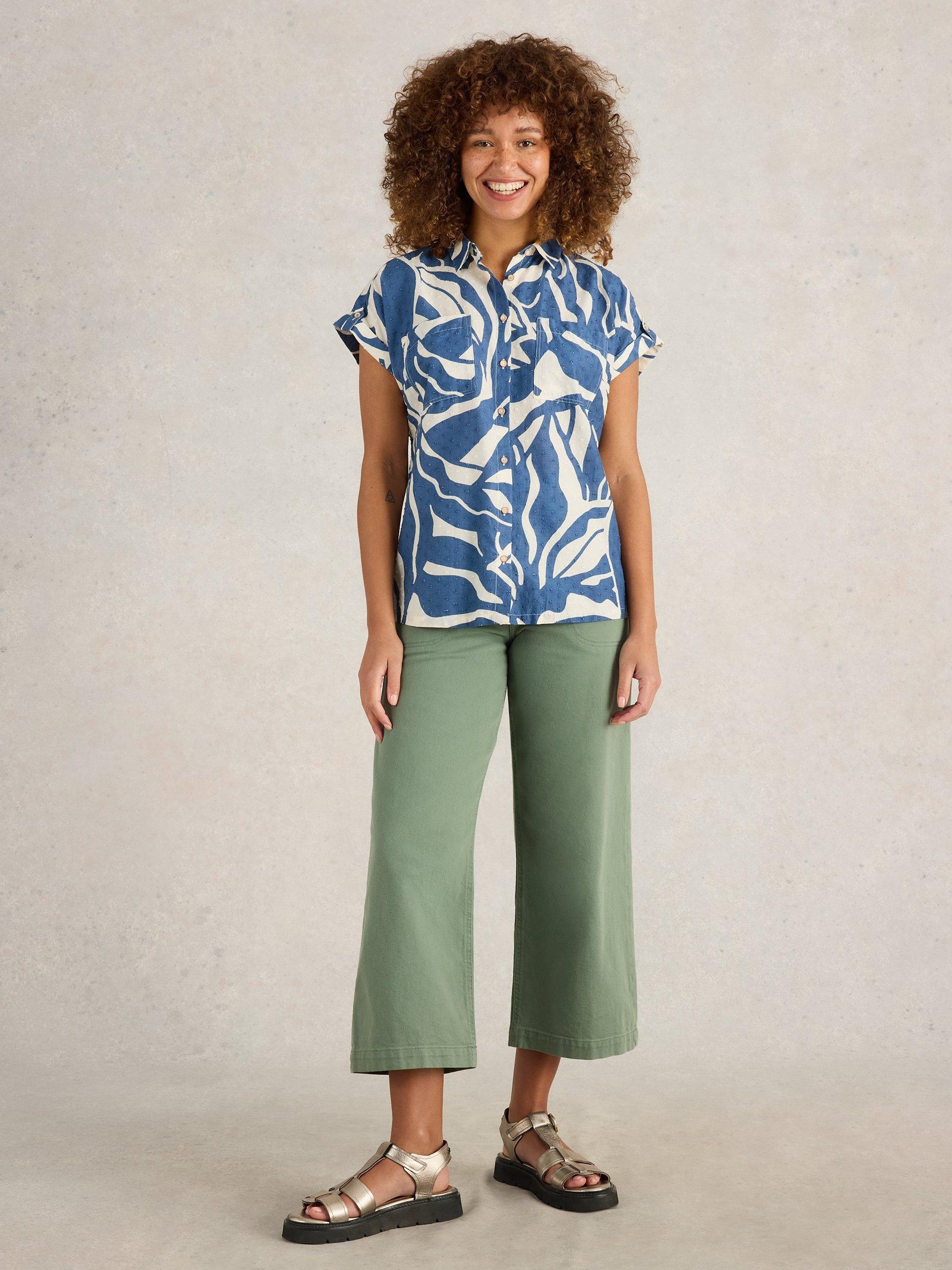 Product image 1 of 6, which shows White Stuff Ellie Floral Organic Cotton Shirt, Navy, 6