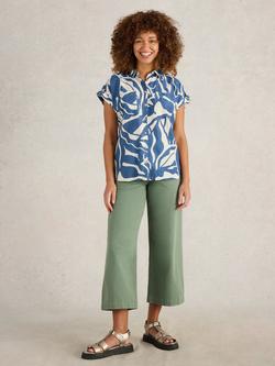 White Stuff Ellie Floral Organic Cotton Shirt, Navy, Navy