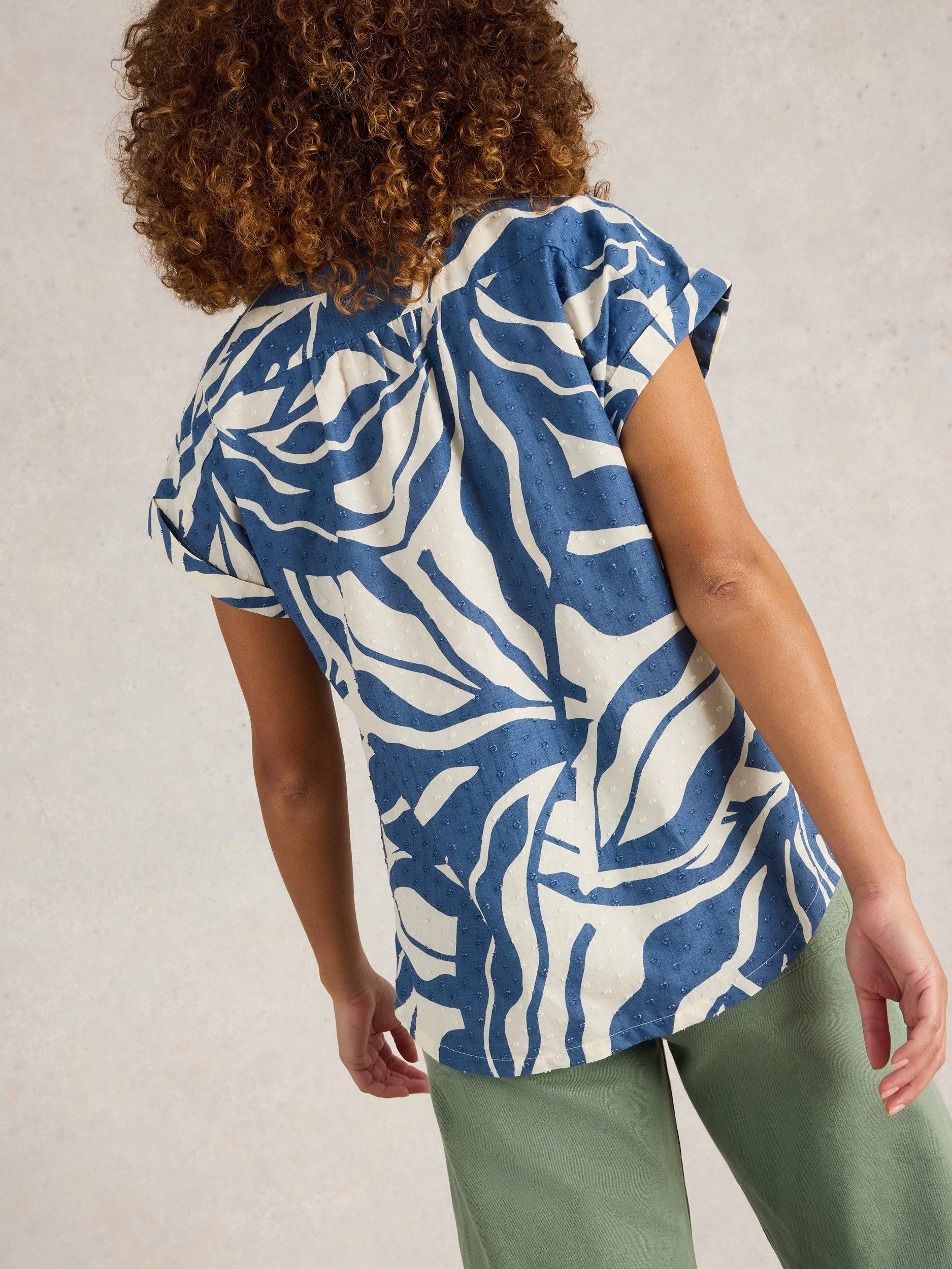 Product image 2 of 6, which shows White Stuff Ellie Floral Organic Cotton Shirt, Navy, 6