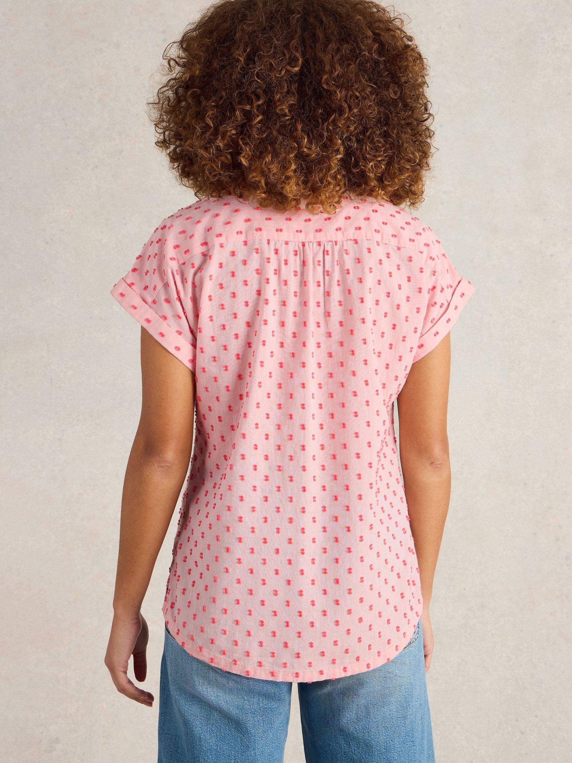 Product image 3 of 6, which shows White Stuff Ellie Polka Dot Organic Cotton Shirt, Pink/Multi, 6
