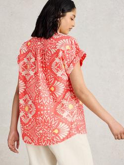 White Stuff Ellie Pure Cotton Shirt, Pink/Multi - view 2, Pink/Multi