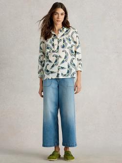 White Stuff Sophie Abstract Pure Organic Cotton Shirt, Ivory/Multi, Ivory/Multi