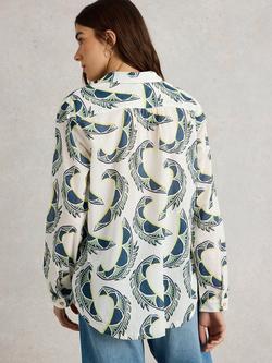 White Stuff Sophie Abstract Pure Organic Cotton Shirt, Ivory/Multi - view 2, Ivory/Multi