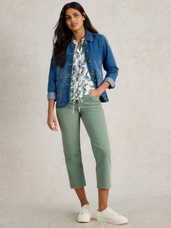 White Stuff Tulip Tie Button Down Sleeveless Shirt, Ivory/Multi, Ivory/Multi