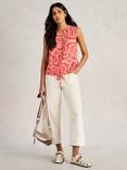 White Stuff Tulip Organic Cotton Abstract Shirt, Mid Orange