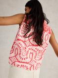 White Stuff Tulip Organic Cotton Abstract Shirt, Mid Orange