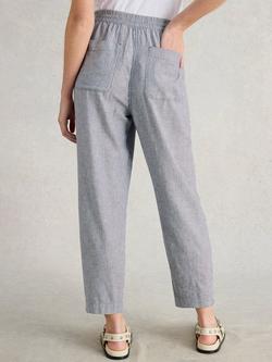White Stuff Elle Stripe Linen Rich Trousers, Blue/White - view 2, Blue/White