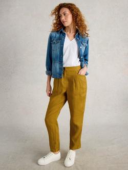 White Stuff Rowena Tapered Pure Linen Trousers, Yellow