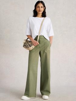 White Stuff Twister Organic Cotton Rich Trousers, Khaki, Khaki