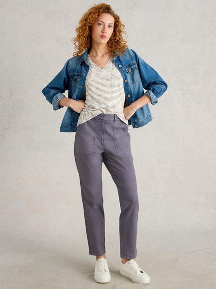 White Stuff Twister Organic Cotton Rich Chinos, Mid Purple