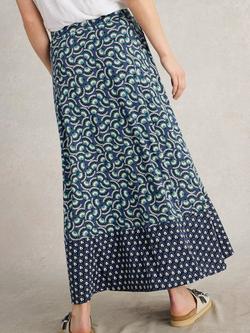 White Stuff Jada Jersey Maxi Skirt, Navy/Multi - view 2, Navy/Multi