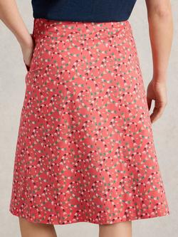 White Stuff Nell Reversible A-Line Knee Length Skirt, Coral/Multi - view 2, Coral/Multi