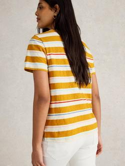 White Stuff Abbie Stripe T-Shirt, Yellow/Multi - view 2, Yellow/Multi